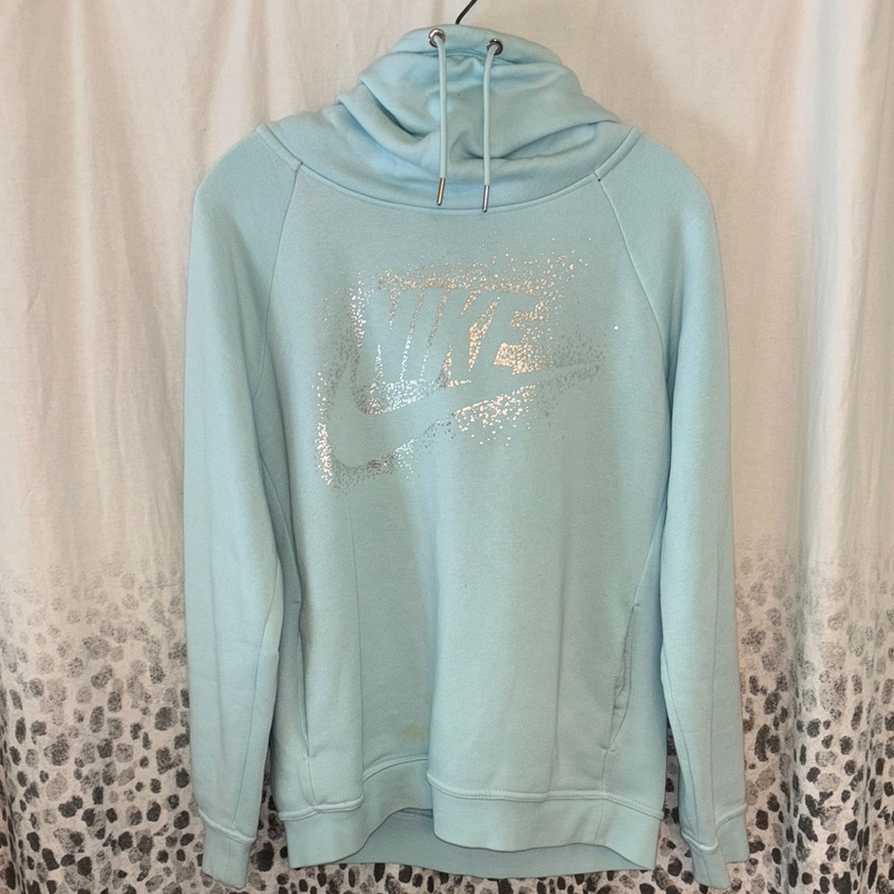 Nike Blue Cowl Neck Sweater with Relaxed Fit
